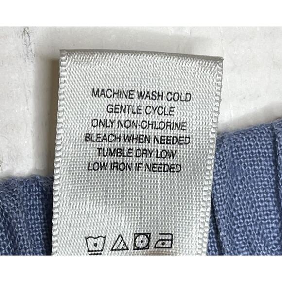 John Mark Blue Wide Leg Linen Pants Coastal Lagenlook Beachy Nautical Vacation S - Picture 6 of 6